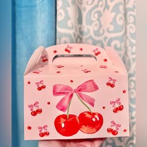 Coquette Cherry Print Party Favor Boxes-Set of 12